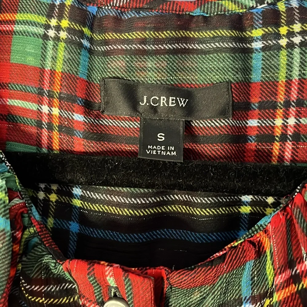 Sheer Sleeveless Plaid J. Crew Ruffle Blouse with Built In Cami Slip Top - Picture 7 of 11